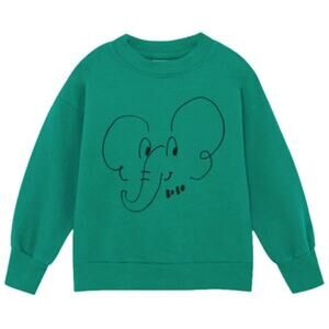 Bobo Choses Elephant Print Organic Cotton Pullover Sweatshirt Green 6-7Y